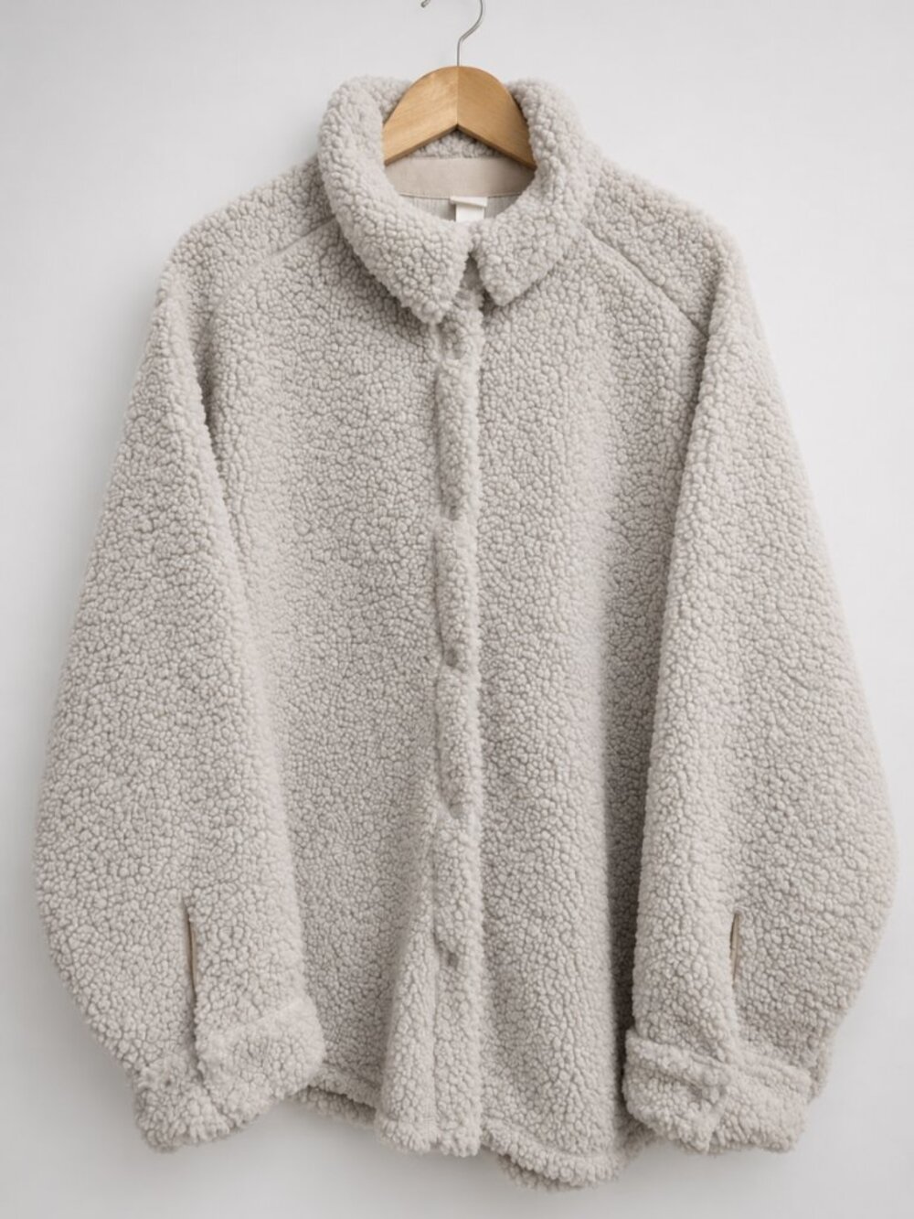 H&M XL Teddy Cream Faux Shearling Jacket Sporty Loungewear